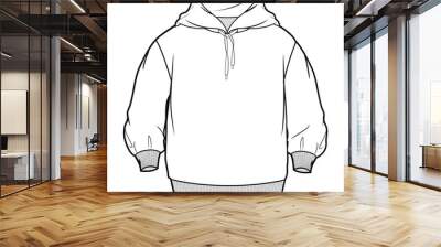 unisex oversized hoodie flat sketch vector illustration. Wall mural