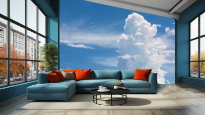 Blue sky and bright white clouds Wall mural