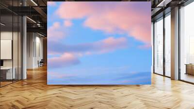 Romantic blue sky background with soft clouds blur motion effect. Wall mural