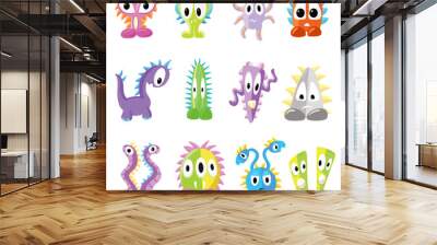 A Collection of Funny Cartoon Imaginary Monsters Illustration Vectors Wall mural