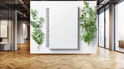 school notebook mockup, spiral notepad on a table Wall mural