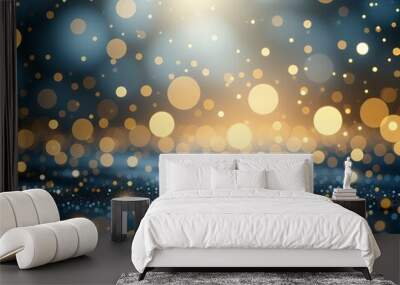 Abstract Blue and Gold Bokeh Background with Glitter Wall mural