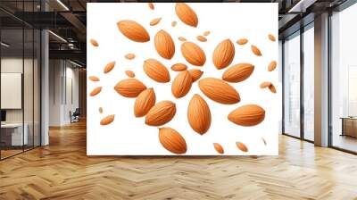 Almonds Falling isolated on transparent background  Wall mural