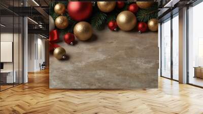 Festive Christmas decorated background mockup  Wall mural