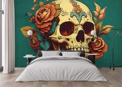 Retro vintage skull Wall mural