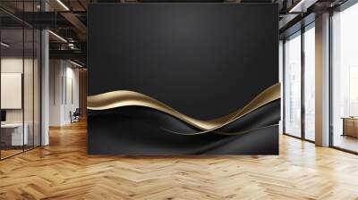 abstract black luxury geometric background with flowing lines and waves. modern shiny gold wavy line Wall mural