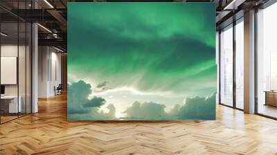 Abstract green clouds in the sky created through generative design Wall mural