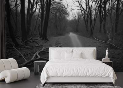 Black and white artistic landscape with a grunge feel Wall mural