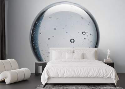 Circular water droplet isolated on a white surface Wall mural