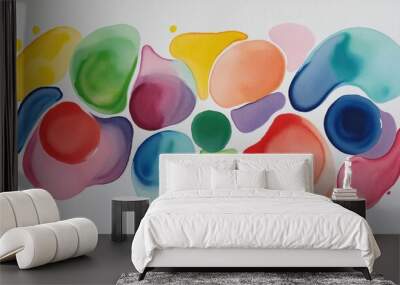 Colorful watercolor organic shapes in hand-drawn contemporary illustration set Wall mural