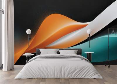 Dark grainy banner background orange white teal black color gradient abstract poster header cover backdrop design Wall mural