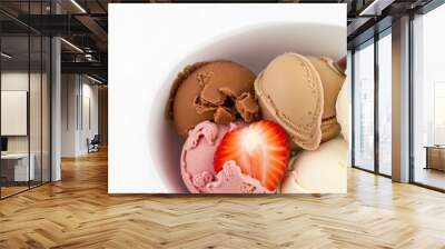 Delicious Vanilla Ice Cream Scoop Isolated on Transparent Background Wall mural