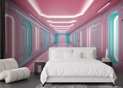 Futuristic abstract pastel hallway background Wall mural