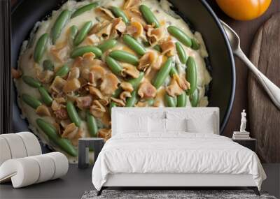 Green Bean Casserole served in a dark dish. Wall mural