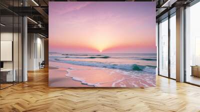 Pastel Pink Gradient Ocean Sunset Background Wall mural