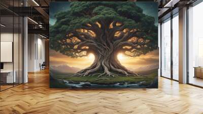 Yggdrasil, the World Tree or Tree of the World Wall mural