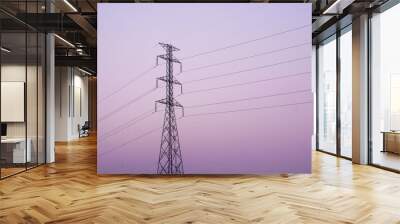 high voltage post.High-voltage tower sky background Wall mural