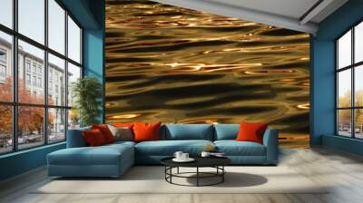 water wave reflection in river with sunlight at sunset Wall mural