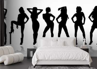 sexy girls group vector silhouettes Wall mural