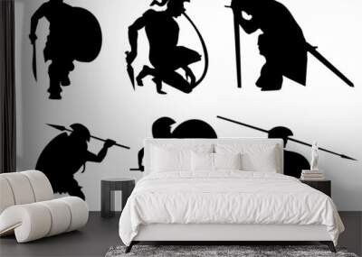 Warriors silhouettes vector Wall mural