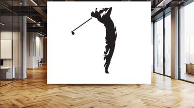 isolated golf player silhouette logo with a white background Wall mural