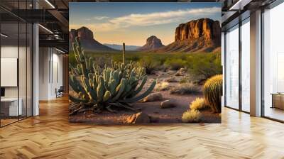 a beautiful illustration of Arizona desert, generative ai Wall mural