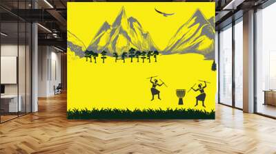 Nagaland with tribes  beautiful natural illustration, Nagaland is a state in northeast India Wall mural