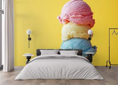 Ice cream with three colors stacked on top of each other   Wall mural