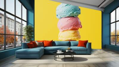 Ice cream with three colors stacked on top of each other   Wall mural