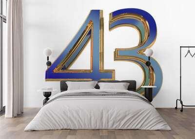 Blue gold 3d number element for design Wall mural