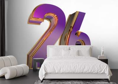 Bold gold purple 3d number design Wall mural