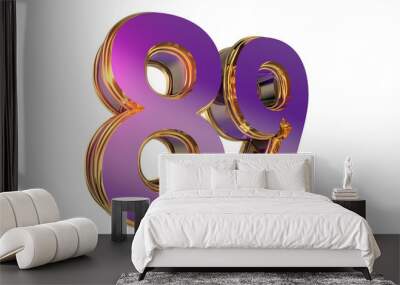 Bold gold purple 3d number design Wall mural