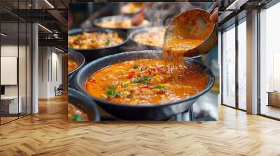 Spicy Thai Curry being served at a food stall Wall mural