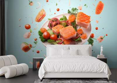 Food still photography, food flying illustration 3d Wall mural