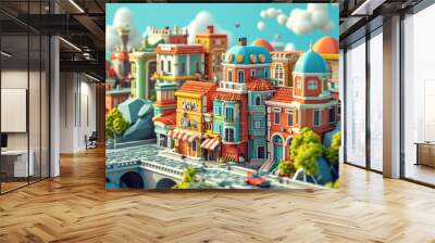 Game background 3d stylish architecture illustration Wall mural