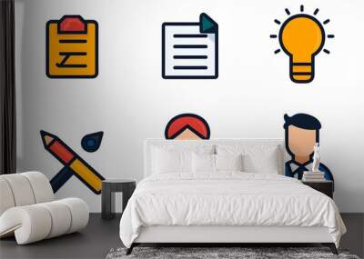 Comprehensive showcasing a collection of web icons in a clean line style highlighting key elements of data collection survey results Wall mural