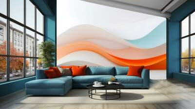 Smooth abstract lines intersecting in a layered composition creating a sense of gentle movement and flow with soft gradients and a visually striking modern and minimalist aesthetic Wall mural