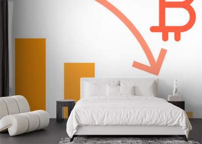 Bitcoin flat style icon Wall mural