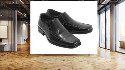 black man's shoes on white background Wall mural