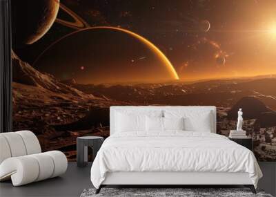 Describe the significance of planetary exploration. What missions have explored planets within our solar system, and what have they revealed about their compositions and conditions Wall mural