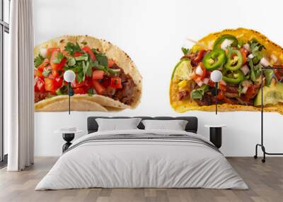 2 different tacos isolated on transparent background Wall mural