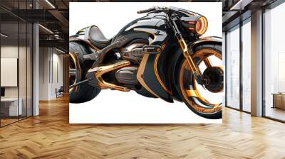 Futuristic motorcycle on transparent background. Generative AI Wall mural