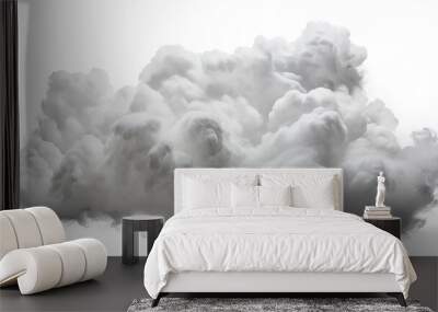 Isolated white smoke cloud. Generative AI Wall mural