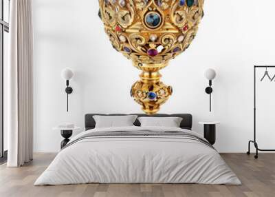 Ornate Gold Chalice with Gemstone Inlays Wall mural