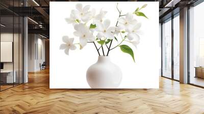 vase with beautiful white flowers, isolated on transparent background Wall mural