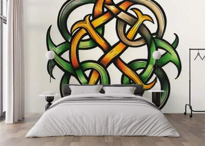 Celtic Tribal tattoo flash styles illustration Wall mural