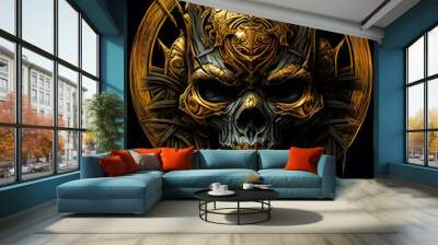 Skull and Moon symmetry layout illustration Wall mural