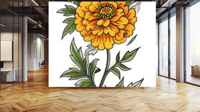 Tribal Marigold flower Tattoo traditional tattoo illustration Wall mural