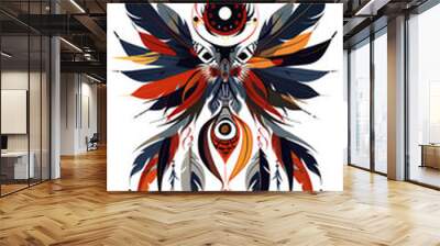 Tribal Native american Tattoo symmetry very simple traditional tattoo flash styles illustration Wall mural