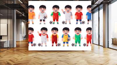 Football player set collection of soccer costume team uniform from many country with colorful jersey Wall mural